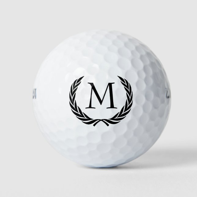 Pelotas De Golf Personalizado Clásico Laurel Negro Wreath deja Mot (Anverso)