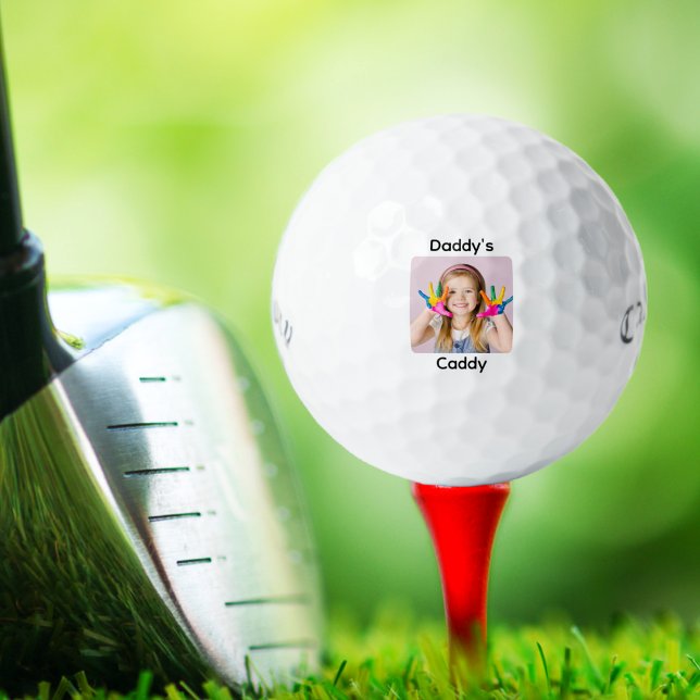 Pelotas De Golf Personalizado crea tu propia foto personalizada (Daddy's Caddy photo golf ball with text. )