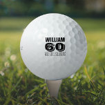 Pelotas De Golf Personalizado Cumpleaños Golfer sigue balancándose<br><div class="desc">Personaliza el nombre y la edad para crear un regalo de cumpleaños único de golf y mantenerlo para cualquier golfista. Diseñado por Thisisnotme©</div>