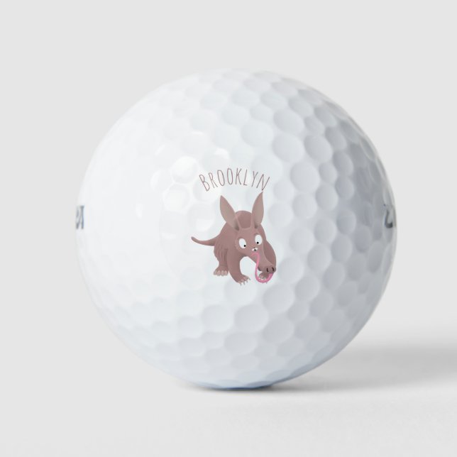 Pelotas De Golf Personalizado de aardvark gracioso (Anverso)