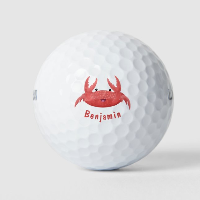 Pelotas De Golf Personalizado de cangrejo rojo lindo ilustracion (Anverso)