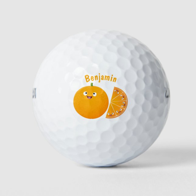 Pelotas De Golf Personalizado de cítricos de feliz naranja (Anverso)