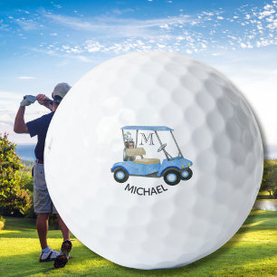 Pelotas De Golf Personalizado de color de agua azul Carro Monogram