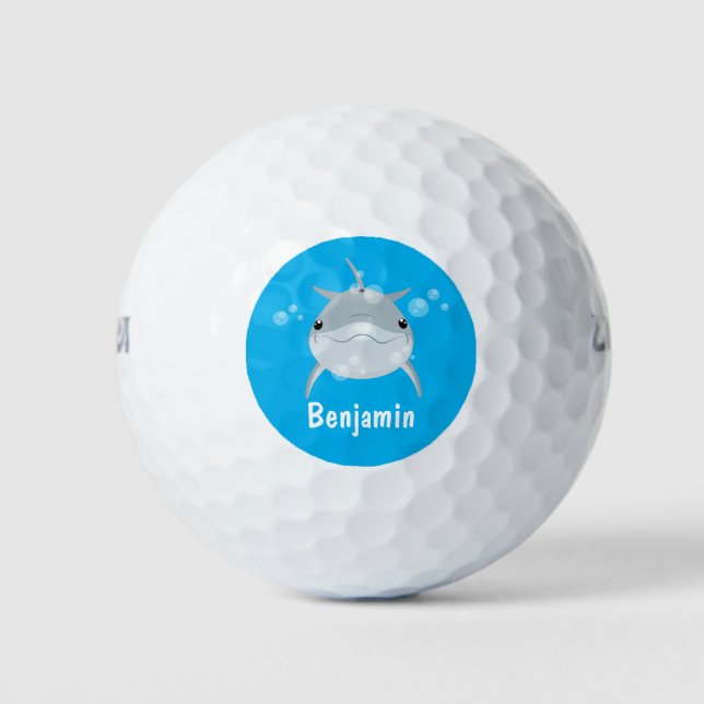 Pelotas De Golf Personalizado de delfín kawaii feliz (Anverso)