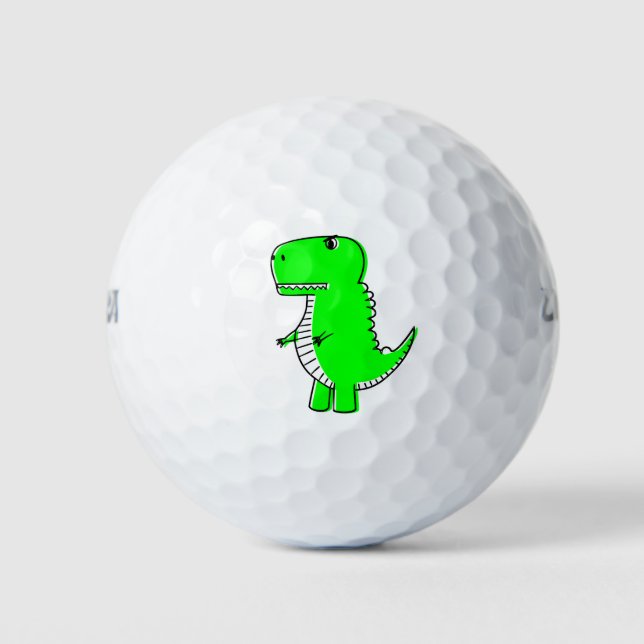 Pelotas De Golf Personalizado de dibujo de dinosaurios verdes (Anverso)