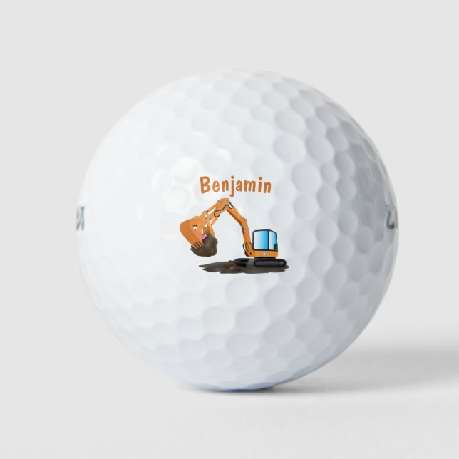 Pelotas De Golf Personalizado de excavadora de naranja cúpula (Anverso)
