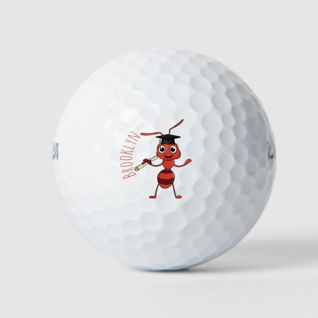 Pelotas De Golf Personalizado de hormiga roja feliz (Anverso)