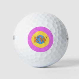 Pelotas De Golf Personalizado de monograma azul amarillo claro ros