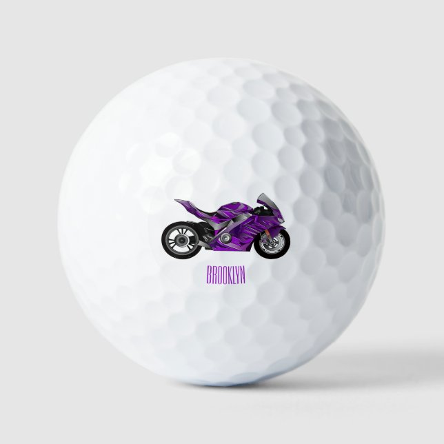 Pelotas De Golf Personalizado de motocicleta Purple (Anverso)