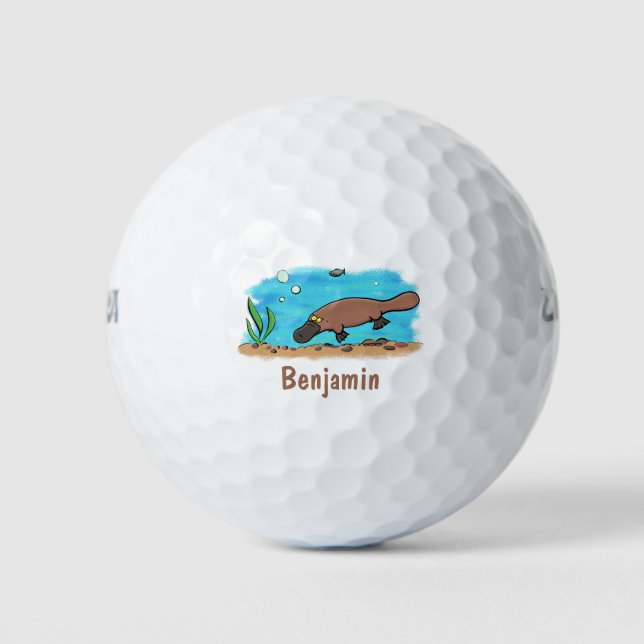 Pelotas De Golf Personalizado de natación de Platypus Cute (Anverso)