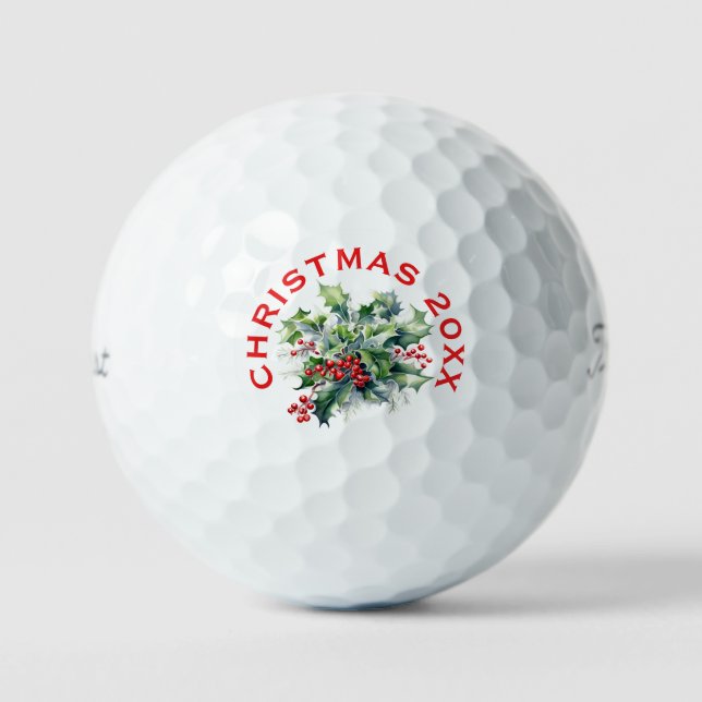 Pelotas De Golf Personalizado de Navidades de Holly Berries (Anverso)