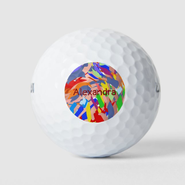 Pelotas De Golf Personalizado de nombre moderno Resumen colorido (Anverso)