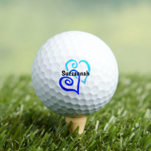Pelotas De Golf Personalizado de nombres de corazón ligados al azu