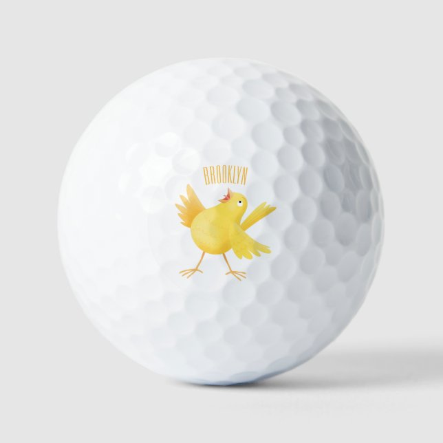 Pelotas De Golf Personalizado de pájaro canario amarillo cantando  (Anverso)