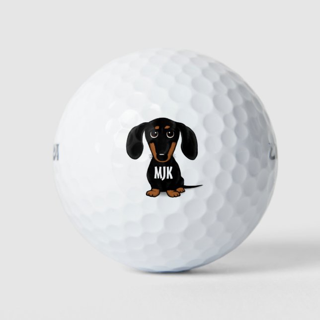 Pelotas De Golf Personalizado de Perro Cute Black y Tan Dachshund  (Anverso)