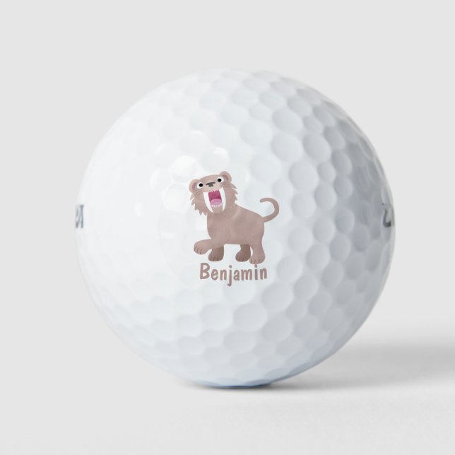 Pelotas De Golf Personalizado de Smilodon del tigre dientes de Cut (Anverso)