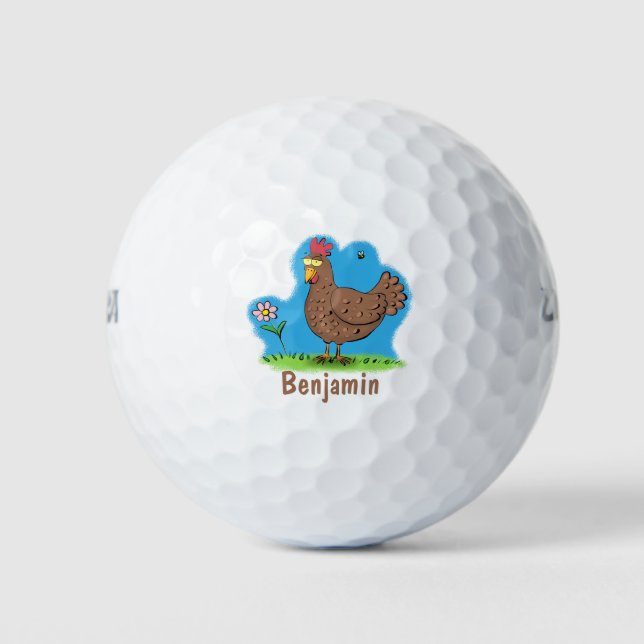 Pelotas De Golf Personalizado divertido de pollo rústico y caprich (Anverso)