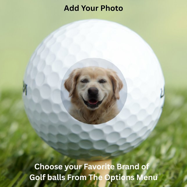 Pelotas De Golf Personalizado Dog Photo Best Dad (Custom Dog Photo Best Dad Golf Balls)
