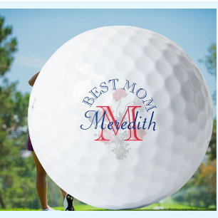 Pelotas De Golf Personalizado Elegant Floral Mejor Mamá Nombre Mon