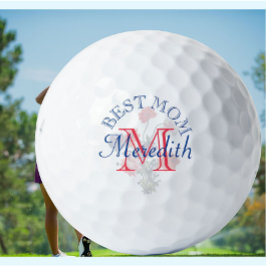 Pelotas De Golf Personalizado Elegant Floral Mejor Mamá Nombre Mon