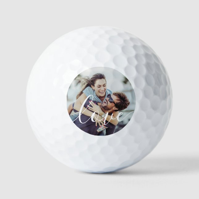 Pelotas De Golf Personalizado Elegant Script Love Photo (Anverso)