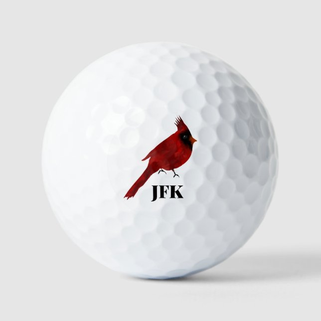 Pelotas De Golf Personalizado elegante de pájaro rojo pájaro carde (Anverso)