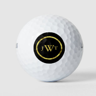 Pelotas De Golf Personalizado Faux Gold Border y Monograma