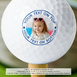 Pelotas De Golf Personalizado fotográfico personalizado Blue Text<br><div class="desc">Crea fácilmente una pelota de golf única y personalizada con tu foto y texto personalizado para el aficionado al golf que conoces en tu elección de colores (mostrado en azul). ASISTENCIA: Para obtener ayuda con la modificación o personalización del diseño, el cambio de color, la transferencia del diseño a otro...</div>