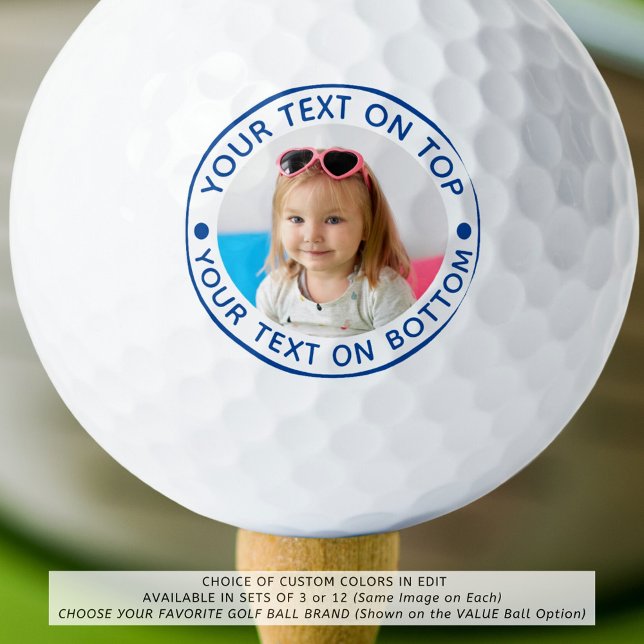 Pelotas De Golf Personalizado fotográfico personalizado Blue Text (Subido por el creador)