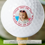 Pelotas De Golf Personalizado fotográfico personalizado de texto r<br><div class="desc">Crea fácilmente una pelota de golf única y personalizada con tu foto y texto personalizado para el amante del golf que conoces en tu elección de colores (mostrado en rojo). ASISTENCIA: Para obtener ayuda con la modificación o personalización del diseño, el cambio de color, la transferencia del diseño a otro...</div>