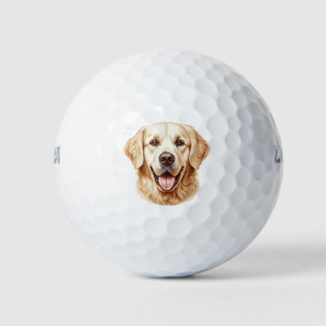 Pelotas De Golf Personalizado Golden Retriever "Life is Golden" (Anverso)