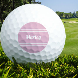 Pelotas De Golf Personalizado Golfer nombre clásico Monograma rosa