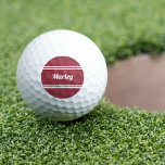 Pelotas De Golf Personalizado Golfer Sport nombre clásico rojo mod<br><div class="desc">¡Las pelotas de golf personalizados probarán que tienes ese agujero en uno! El diseño clásico incluye un nombre o texto personalizado de hasta diez caracteres en un guión moderno y un borde de marco doble. El guión y el borde son blancos sobre un fondo rojo de moda. El color del...</div>