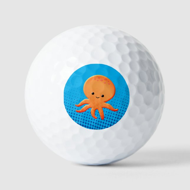 Pelotas De Golf Personalizado lindo bebé octopus océano azul (Anverso)