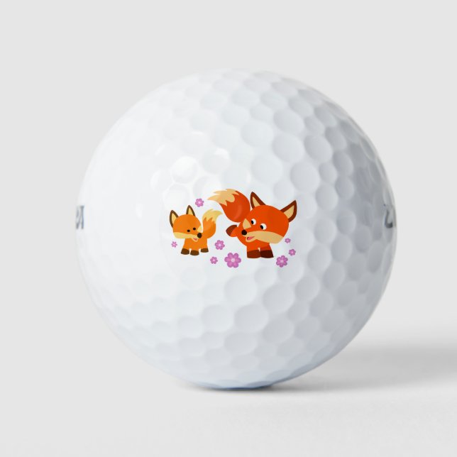 Pelotas De Golf Personalizado lindo y juguetón Foxes Golf Ball (Anverso)