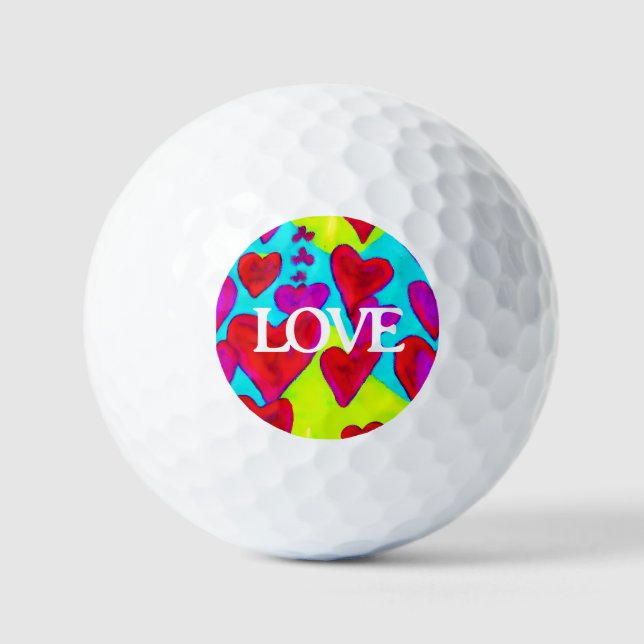 Pelotas De Golf Personalizado Lively Hearts Golf Ball (Anverso)