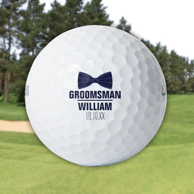 Pelotas De Golf Personalizado Mejor Hombre Boda Azul de la Marina  (Custom Best Man Groomsman Navy Blue Wedding Golf Balls)