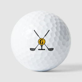 Pelotas De Golf Personalizado Monograma amarillo moderno