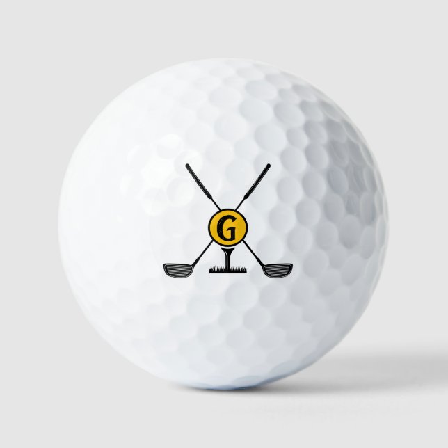 Pelotas De Golf Personalizado Monograma amarillo moderno (Anverso)