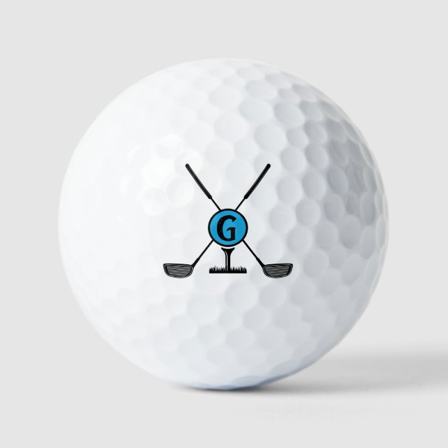 Pelotas De Golf Personalizado Monograma azul moderno (Anverso)