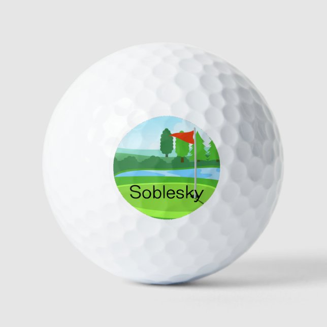 Pelotas De Golf Personalizado Monograma Golf Course (Anverso)