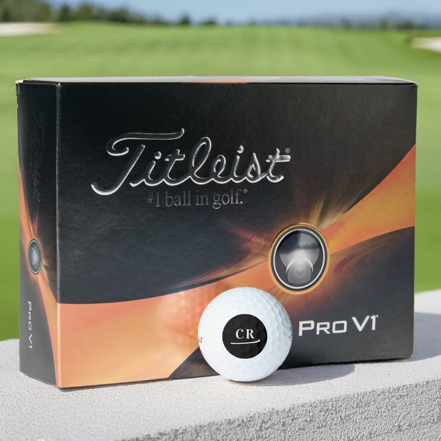 Pelotas De Golf Personalizado Monograma Iniciales Blanco negro mod (Subido por el creador)