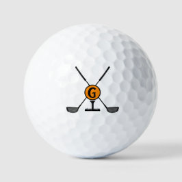 Pelotas De Golf Personalizado Monograma naranja moderno