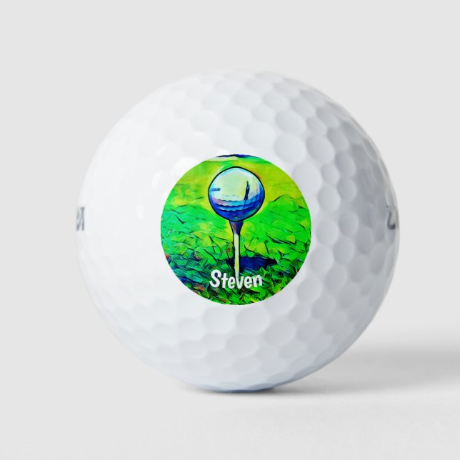 Pelotas De Golf Personalizado Monograma Nombre Ball de golf (Anverso)