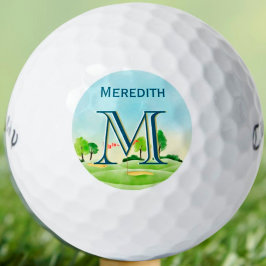 Pelotas De Golf Personalizado Monograma Nombre Curso Escenario
