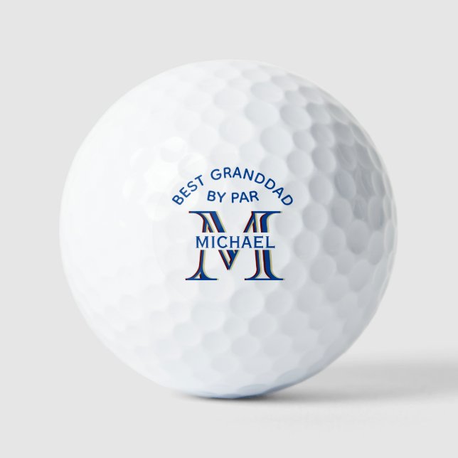 Pelotas De Golf Personalizado Monograma Nombre Mejor Abuelo de Par (Anverso)