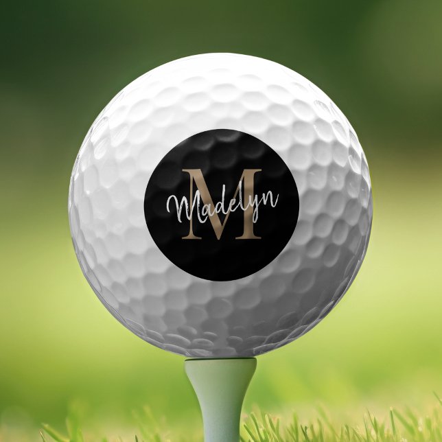Pelotas De Golf Personalizado Monograma Oro Negro Nombre de guión  (Subido por el creador)