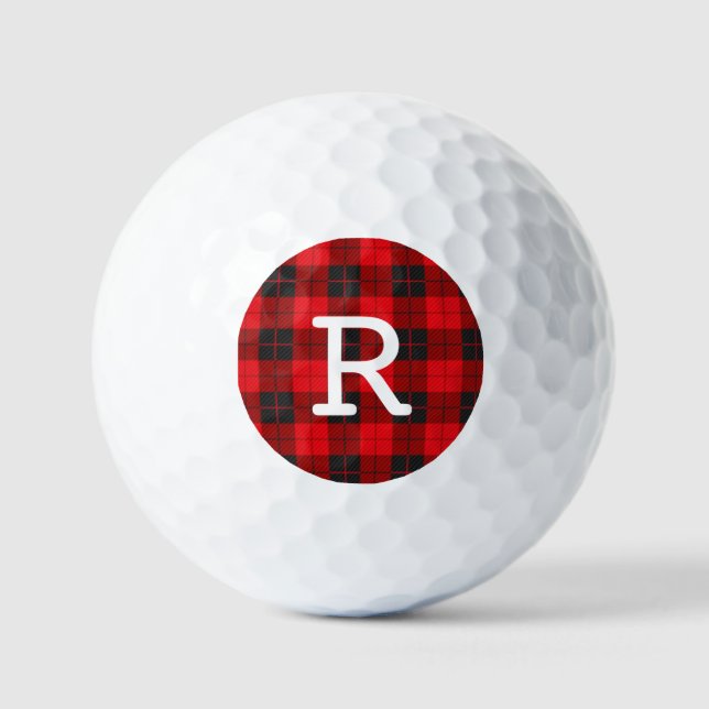 Pelotas De Golf Personalizado Monograma Red Búfalo Trozo Flannel (Anverso)