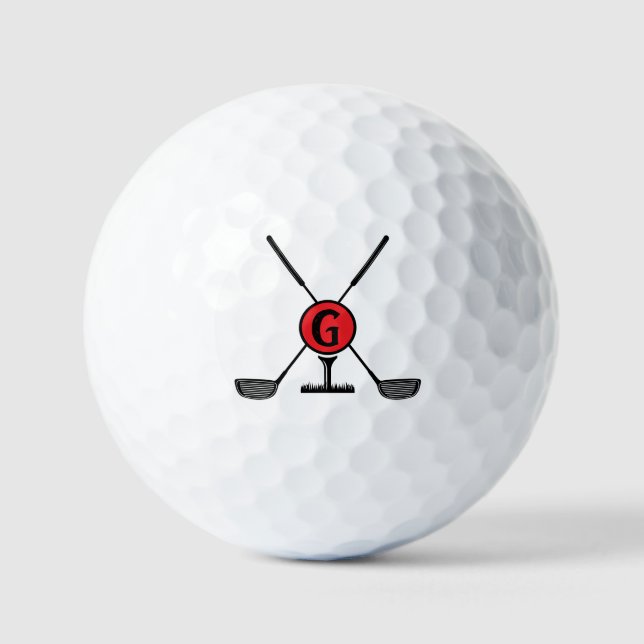 Pelotas De Golf Personalizado Monograma rojo moderno (Anverso)