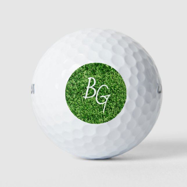Pelotas De Golf Personalizado Monogramado de Grass Green Classic (Anverso)